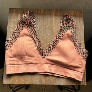PINK Leopard Print Lace Bralette